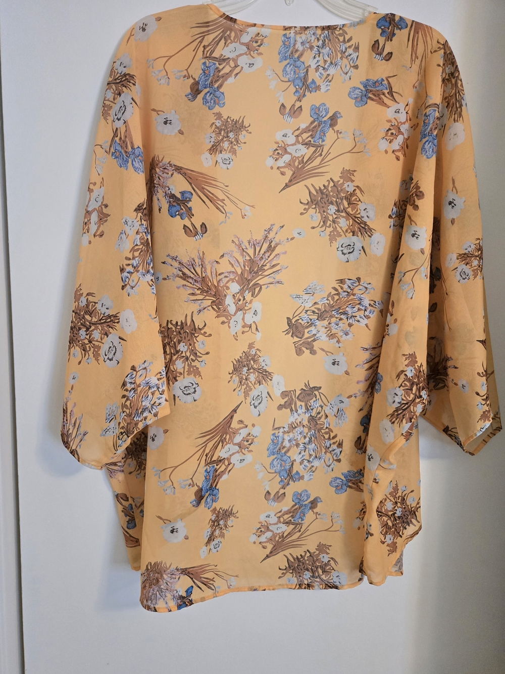 Amazon Apricot Yellow Bontanical Floral Sheer Kimono - Picture 2 of 3